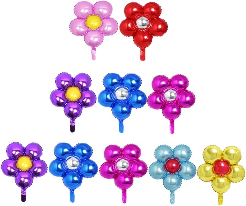 Flower Shaped Aluminum Foil Balloons 10Pcs Wedding Bridal Shower Party Decoration Set Random Color - Image 1